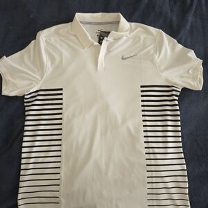 Nike Men's Cream Polo with Black Stripes